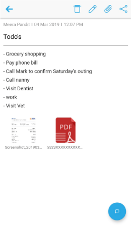 checklists, email messages, images, documents, videos etc